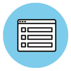 web browser checklist in light blue circle
